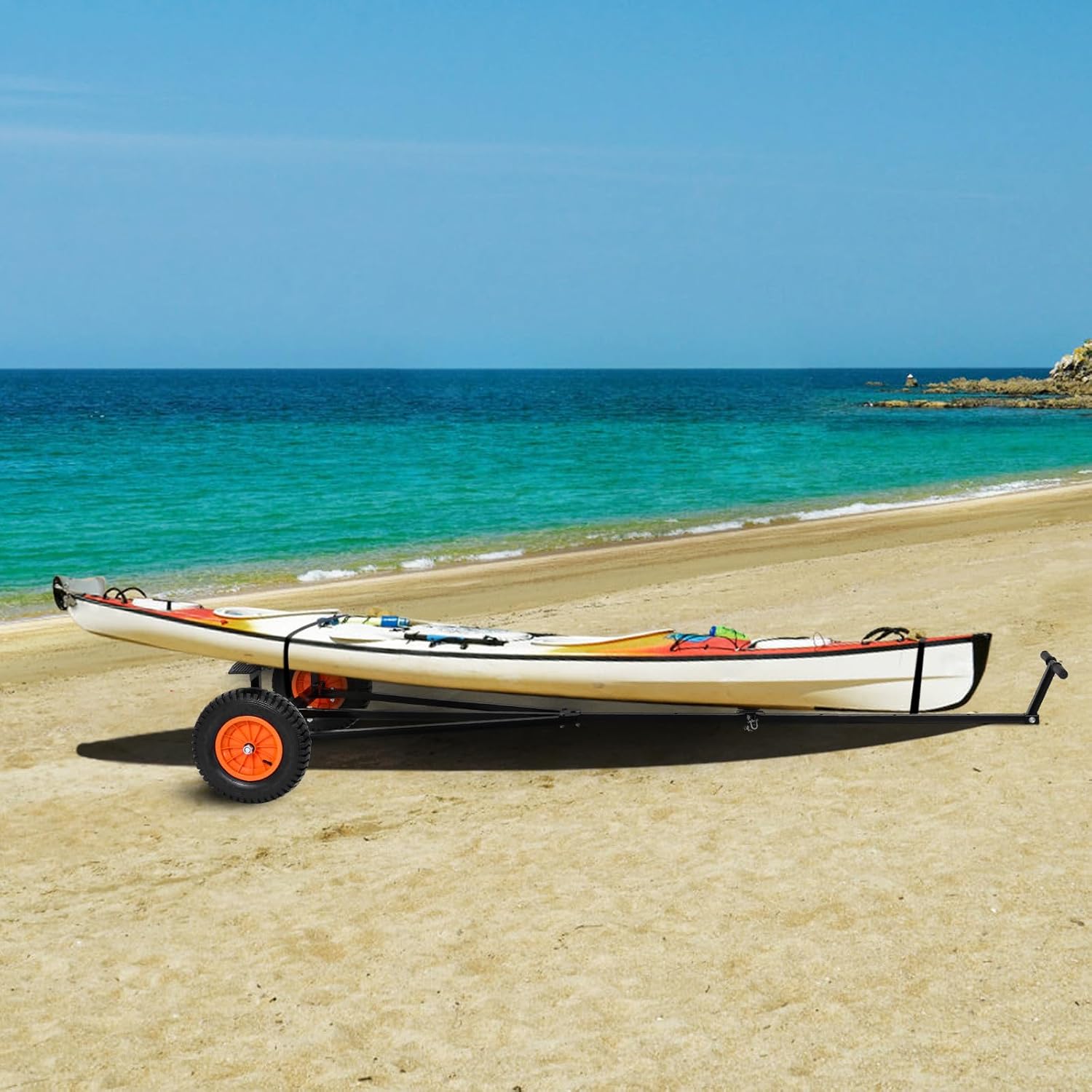 VEVOR Boat Trailer Dolly, 420lbs Load Capacity, Carbon Steel Trailer Mover with Adjustable Length, 15.7 in Pneumatic Tires and Nonslip Support Bracket, for Moving Kayak Motorboat Fishing Boat