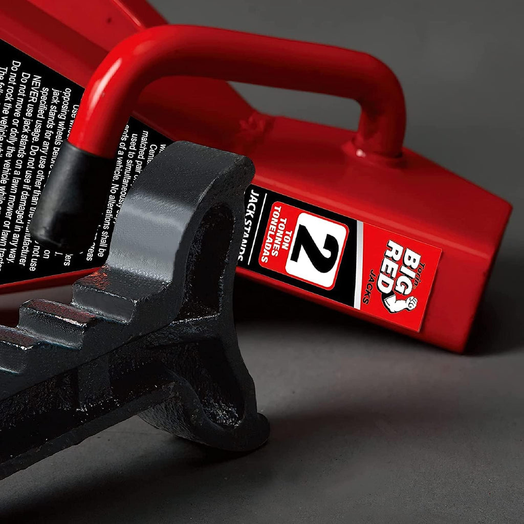 Big RED AT42002R Torin Steel Car Jack Stands: 2 Ton (4,000 lb) Capacity, Red, 1 Pair