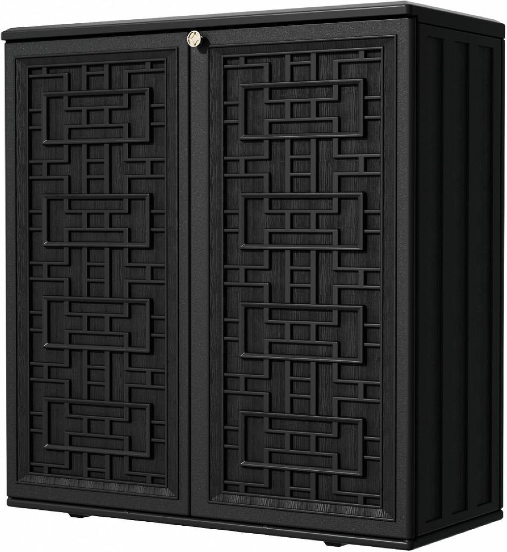 mrosaa outdoor storage cabinet waterproof with shelf,resin storage, main product view