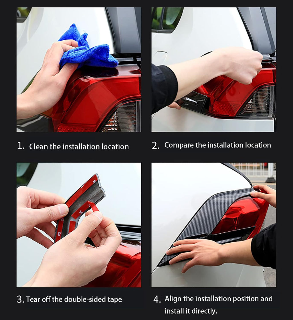 Car Accessories Fit for Toyota RAV4 2019 2020 2021 2022 2023 2024 2025 Tail Light Lamp Cover Frame Decor Trim (Carbon Fiber Style) ABS 4 PCS