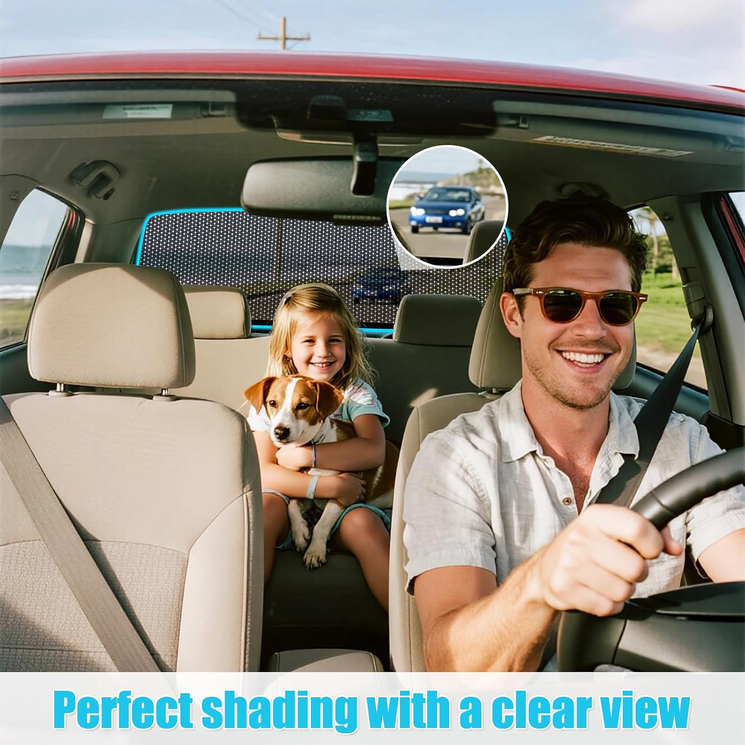 ZATOOTO Rear Window Sun Shade for Ford F150 2016-2024, Visible Back Windshield Shades for Safety Driving UV Rays Protection Reduce Heat Mesh Window Shade for Baby in Car