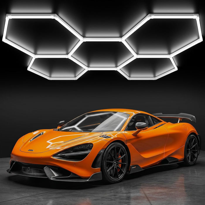 Hexagon Garage Lights, 25 Pack 25920LM Super Bright LED Garage Lights, 6500K Daylight Ceiling Lighting Shop Light for Garage, Basement, Workshop, Car Detailing Studio, Gym, Shopping Mall, Easy Install