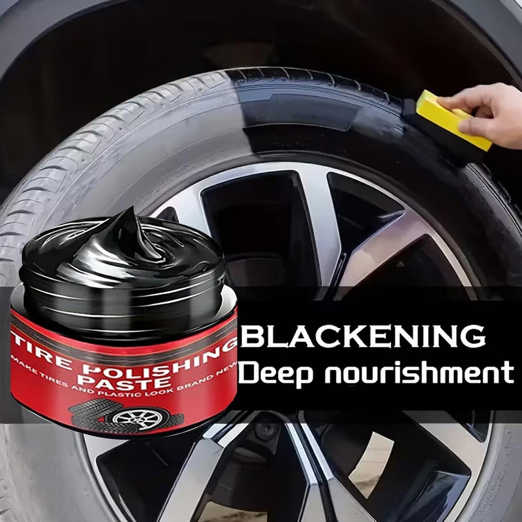 Tire Polishing Paste, 30g Black Car Tire Polishing Wax, Tire Shine, Deep Black Shine, Trim Restorer with Conditioning Formula, Water Resistant Coating for Seats Dashboards Trucks Motorcycles Sedan SUV