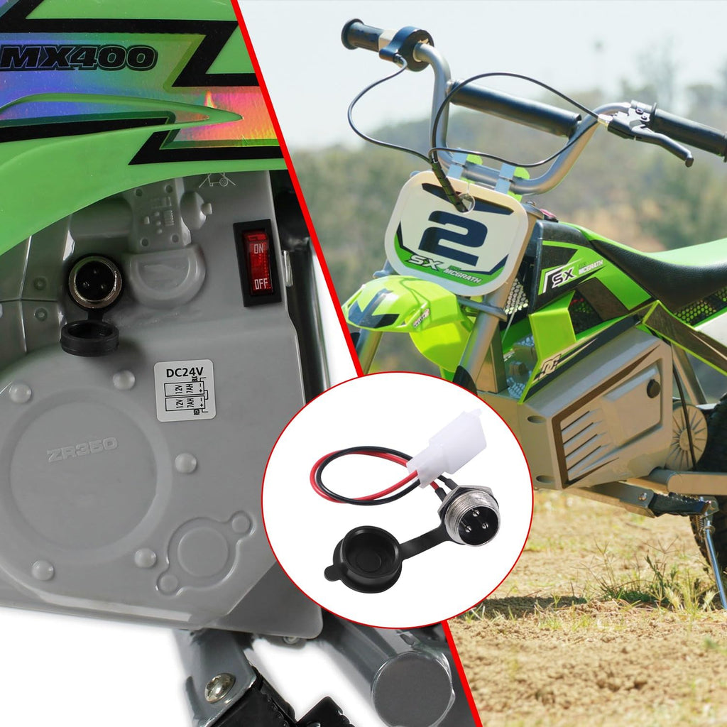 KAMIER 3 Pin Charger Port for Razor MX350 MX400 SX350 ZR350 Dirt Bike 4 Wheeler ATV Dirt Quad 500 Pocket Mod E325 E300 E300S E200 RX200 E200S E175 E100 Kids Electric Scooter Pocket Rocket Bike Parts
