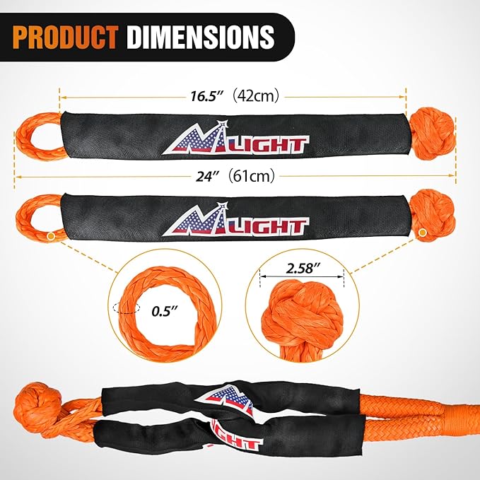 Nilight Kinetic Recovery Tow Rope 7/8" x 20ft - Image 2