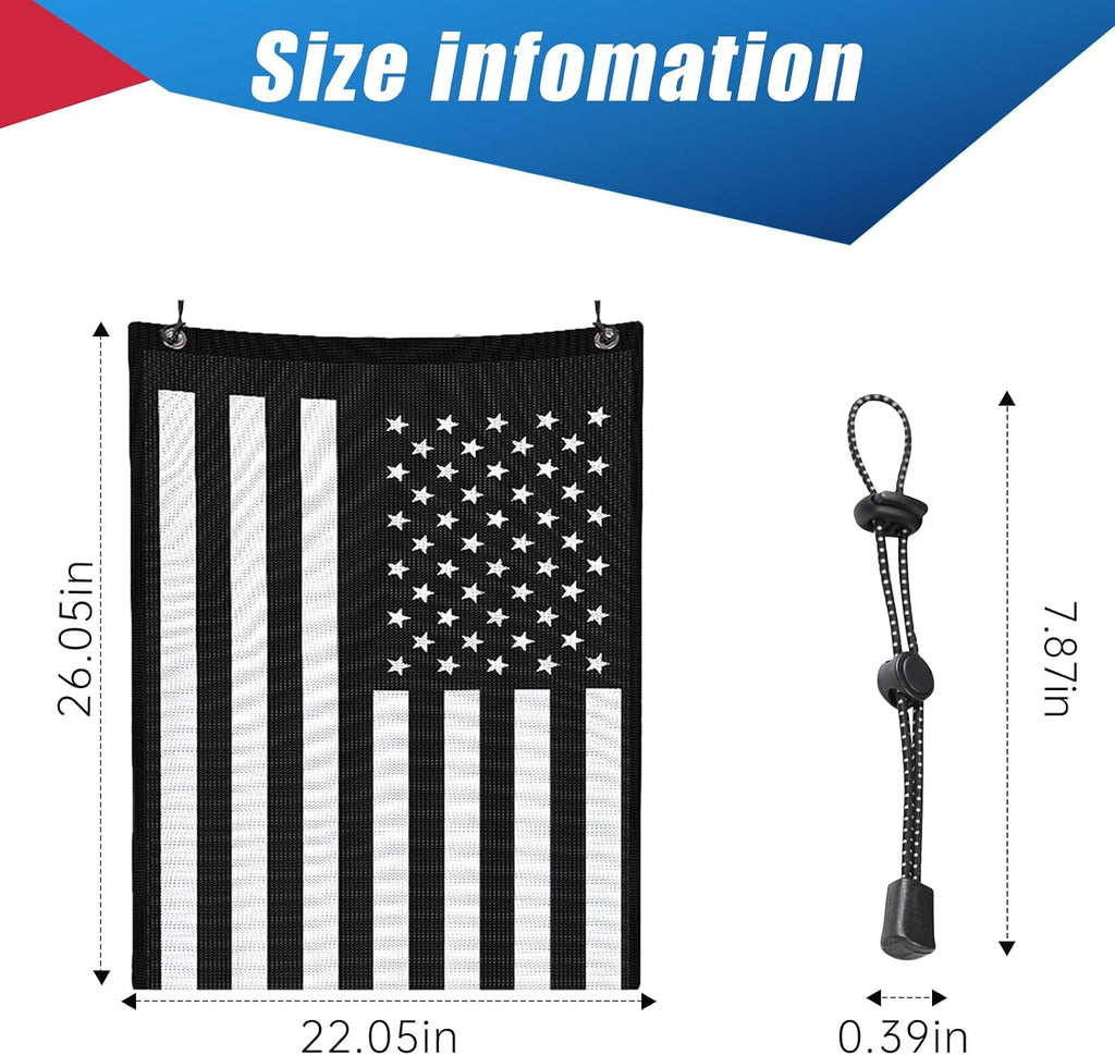 26''x22'' UTV ATV Mesh Trash Bag,Sak It Mesh Trash Bag for UTV,Universal UTV Trash Storage Sack Compatible With Polaris RZR,Can-Am,CFmoto,Teryx,Kawasaki,Golf Cart,Arctic Cat (American Flag)