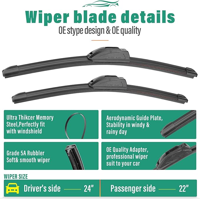 24" 22" 12" Windshield Wiper Blades Replacement - Image 3