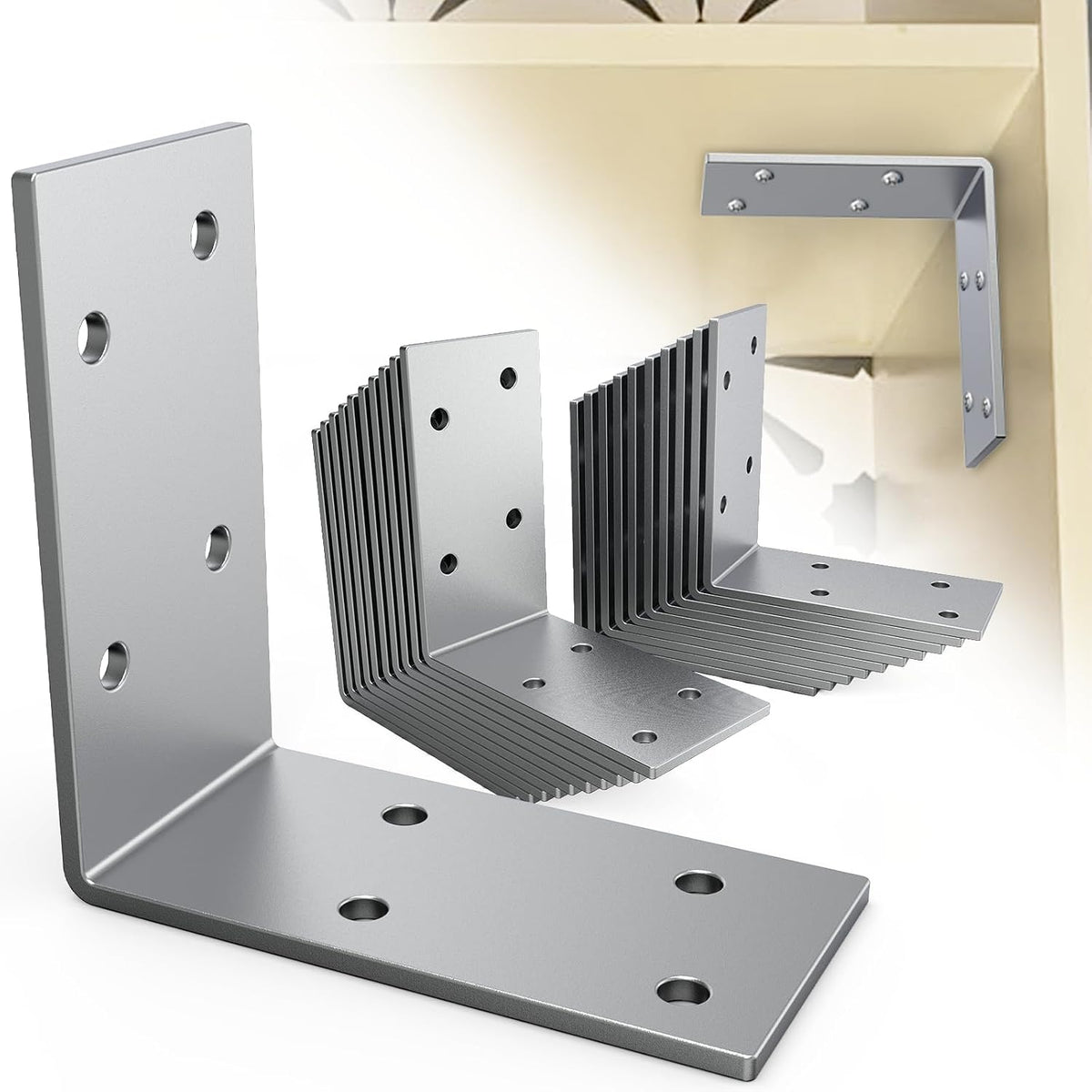 yuleimy l brackets for wood, 3x3 inch galvanized, main product view