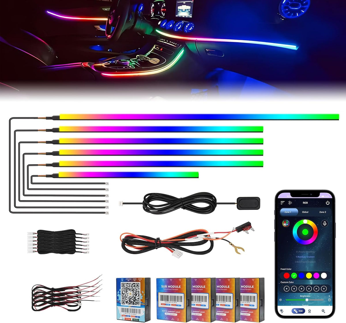 2025 Upgraded Acrylic Interior Car LED Strip Light