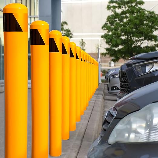 58" Pour in Place Steel Bollard Post, 4-1/2" OD Safety Bollard Yellow Powder - Image 6