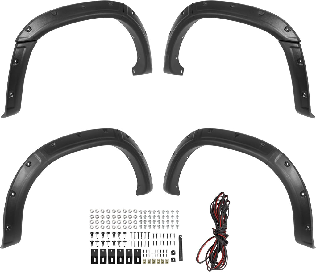4Pcs Fender Flare Compatible with 2000-2006 Toyota Tundra | Front & Rear Wheel Arch Cover Protector Set Plastic(PP) Textured Black