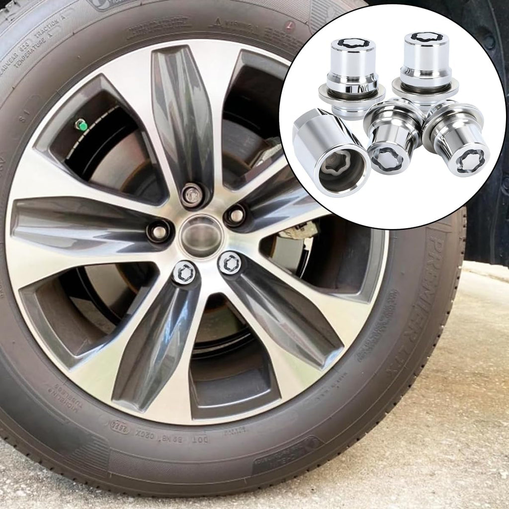 5PCS M12 x 1.5 Car Wheel Lock Lug Nut Set, 4PCS Vehicle Tire Lock and 1PC Key, 00276-00900 Anti-Theft Wheel Locking Lug Nut Set, Compatible with Matrix Avalon ES 300 CT200h