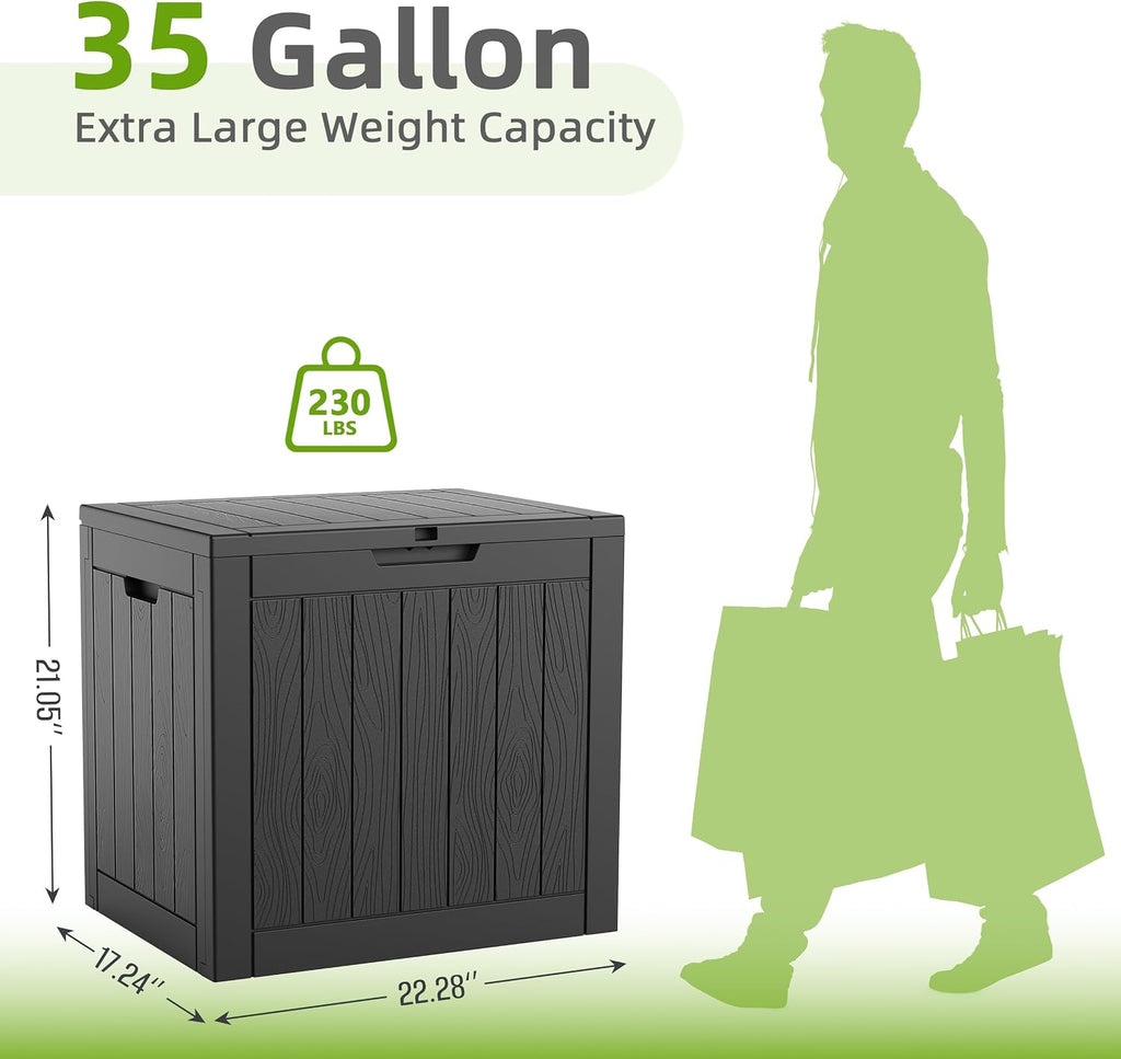 drato 35 gallon outdoor storage box waterproof, resin shown in use