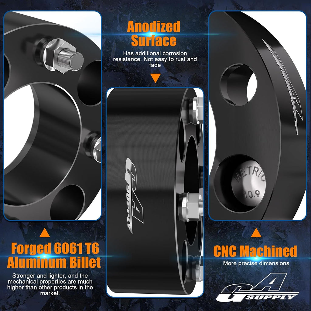GAsupply ATV Wheel Spacers 4x110, Compatible with CFMoto, Segway, Yamaha, 2" 50mm Wheel Spacer Adapters Black 74mm Hub Bore with 12×1.25 Studs, 4 Pack