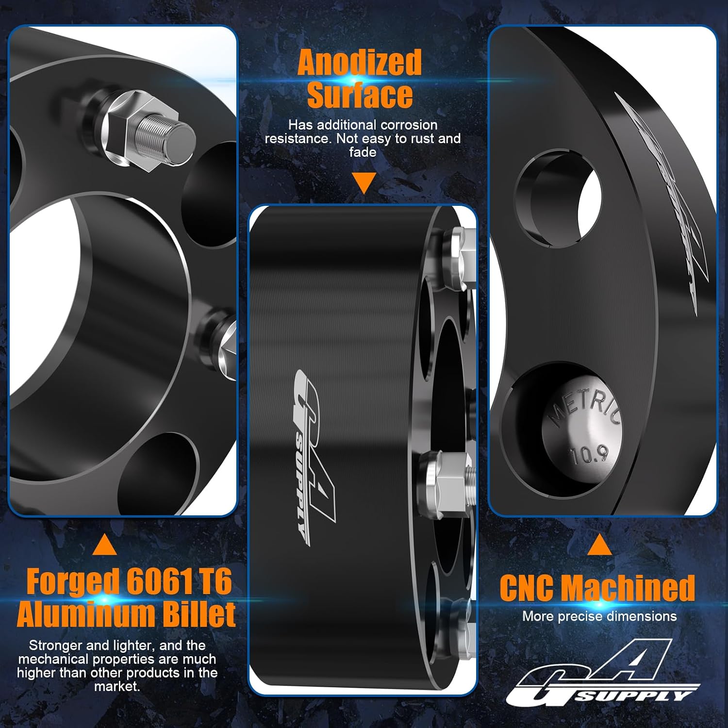 GAsupply ATV Wheel Spacers 4x110, Compatible with CFMoto, Segway, Yamaha, 2" 50mm Wheel Spacer Adapters Black 74mm Hub Bore with 12×1.25 Studs, 4 Pack