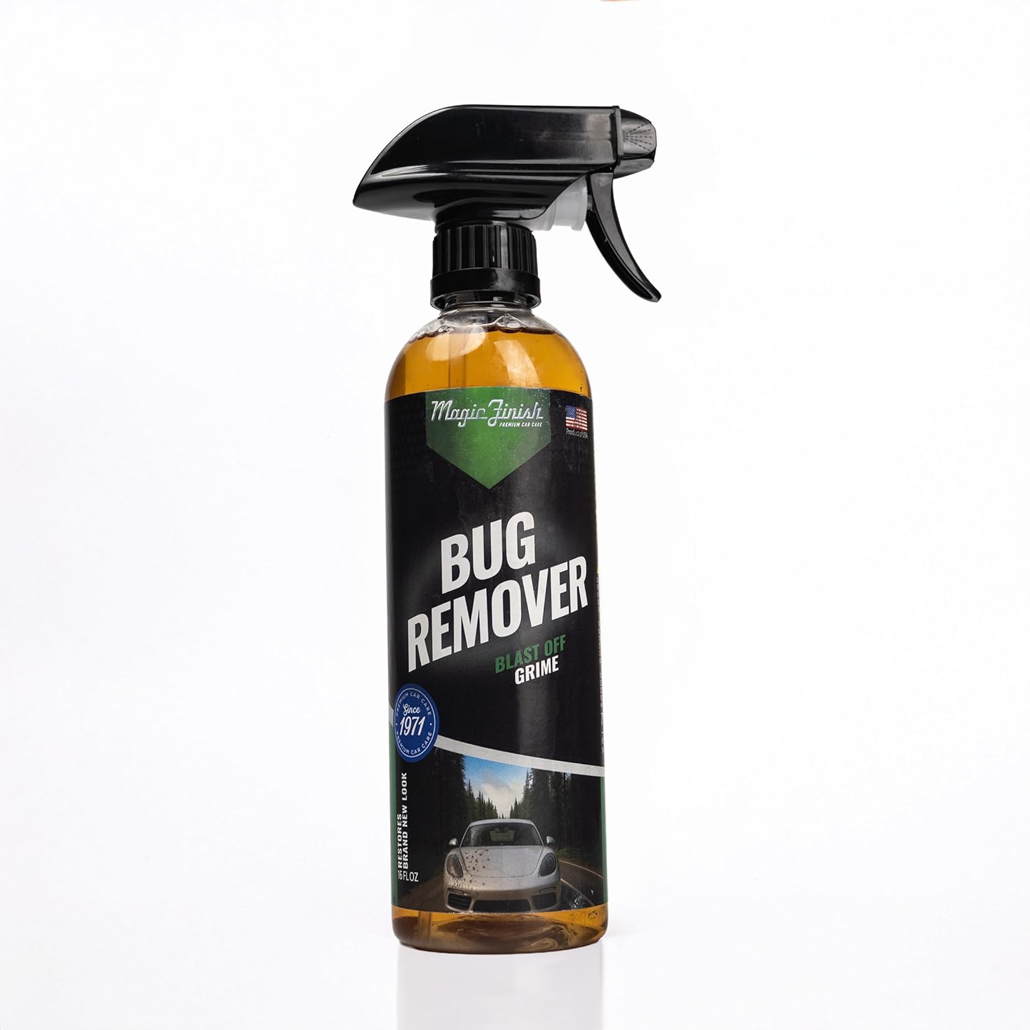 Magic Finish Car Bug Remover Spray (16 fl oz) – Fast-Acting Spray for Road Grime and Organic Residue – Car Cleaning Supplies for Paint, Glass, Plastic & Chrome