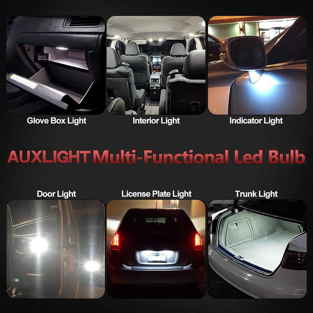 AUXLIGHT 6418 6411 DE3425 C5W DE3423 36MM 1.42”Festoon LED Interior Light Bulbs 6000K Xenon White, Super Bright 6SMD Chips for Dome Map Door Courtesy License Plate Lights (Pack of 6)