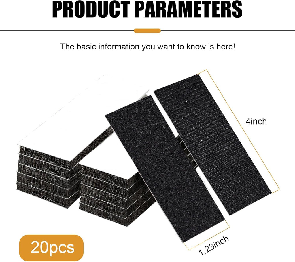 20PCS Car Mat Fixing Stickers, Nylon Waterproof Non-Shedding Vehicles Foot Pads Backing Adhesive, Multifunctional Cuttable Traceless, for Cushions, Sofa Mat, Carpets (Black)