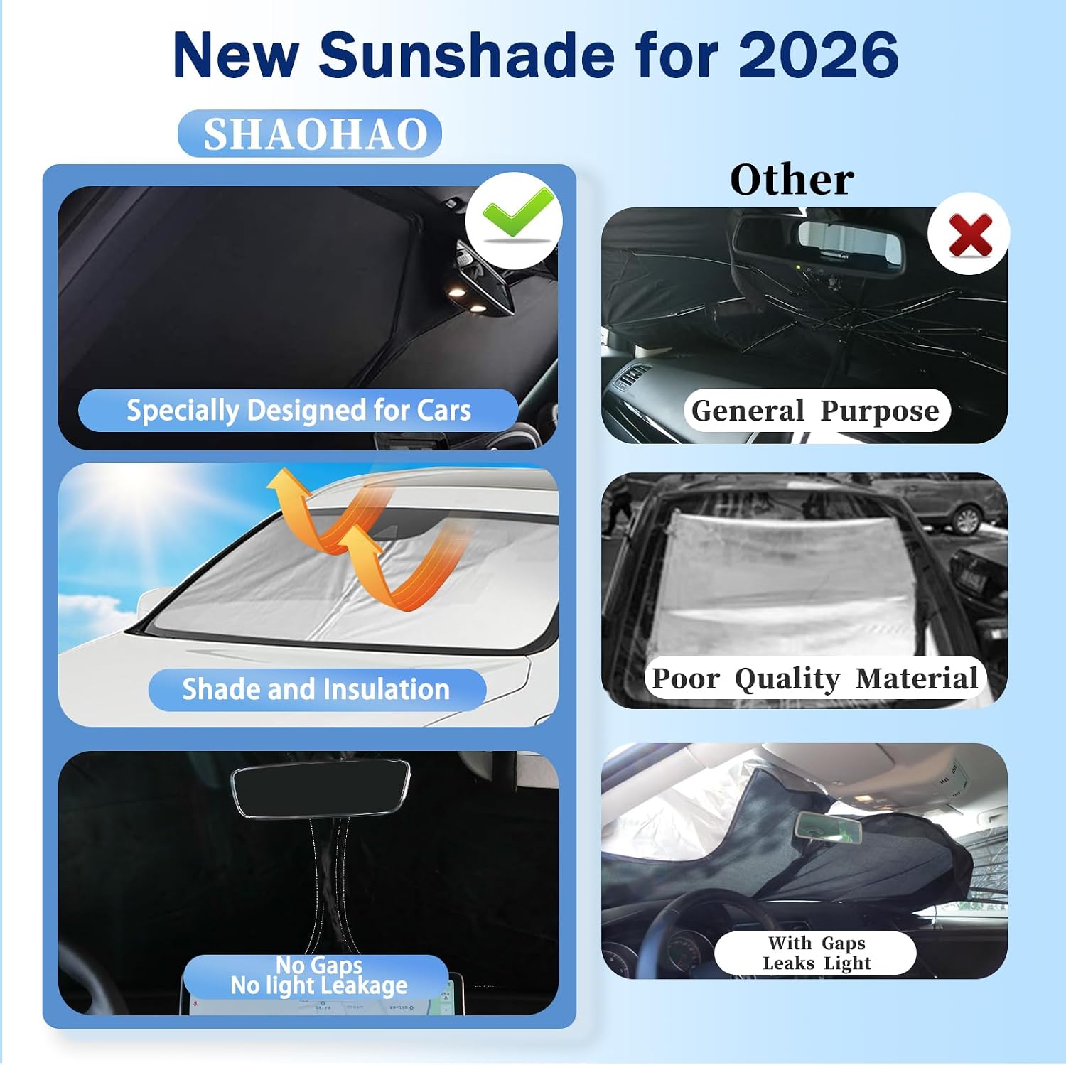 SHAOHAO for 2026 Honda Passport Car Windshield Sun Shade, for 2026 Honda Passport Accessories Foldable Front Window Sunshade Heat Reflective Interior Cool UV Ray Blocking Sun Protection