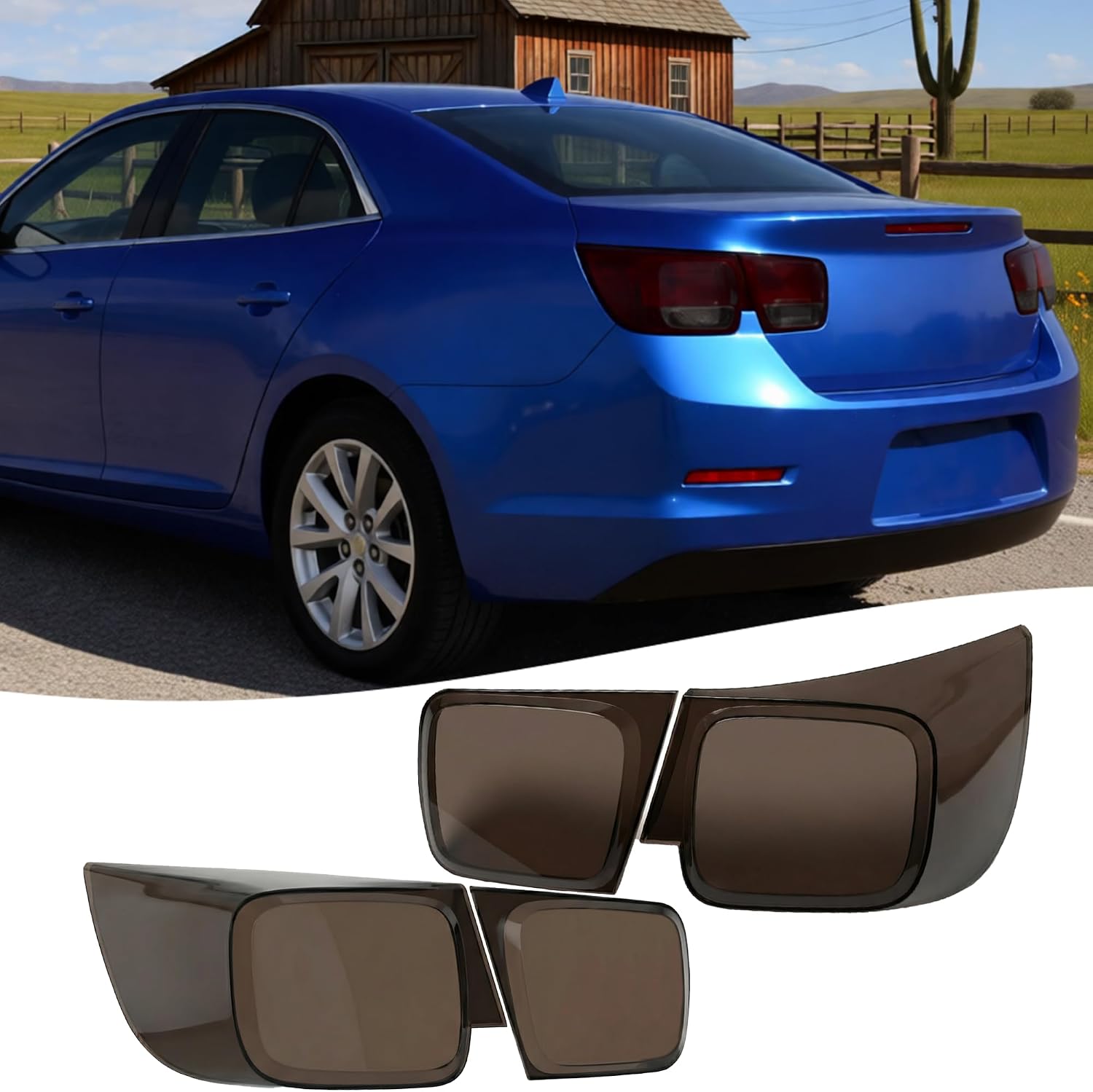 STSEV01 Taillight Cover Trim Fit for Chevy Malibu 2013 2014 2015 Accessories LS/LT/LTZ,Tail Light Smoked Black Style Rear Lamp Protective Guards Exterior Decoration