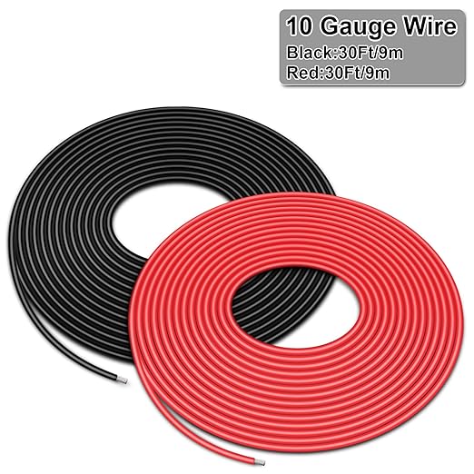 10 Gauge Wire - iGreely 30 FT Red & 30 FT Black 10 Gauge Tinned Copper - Image 4