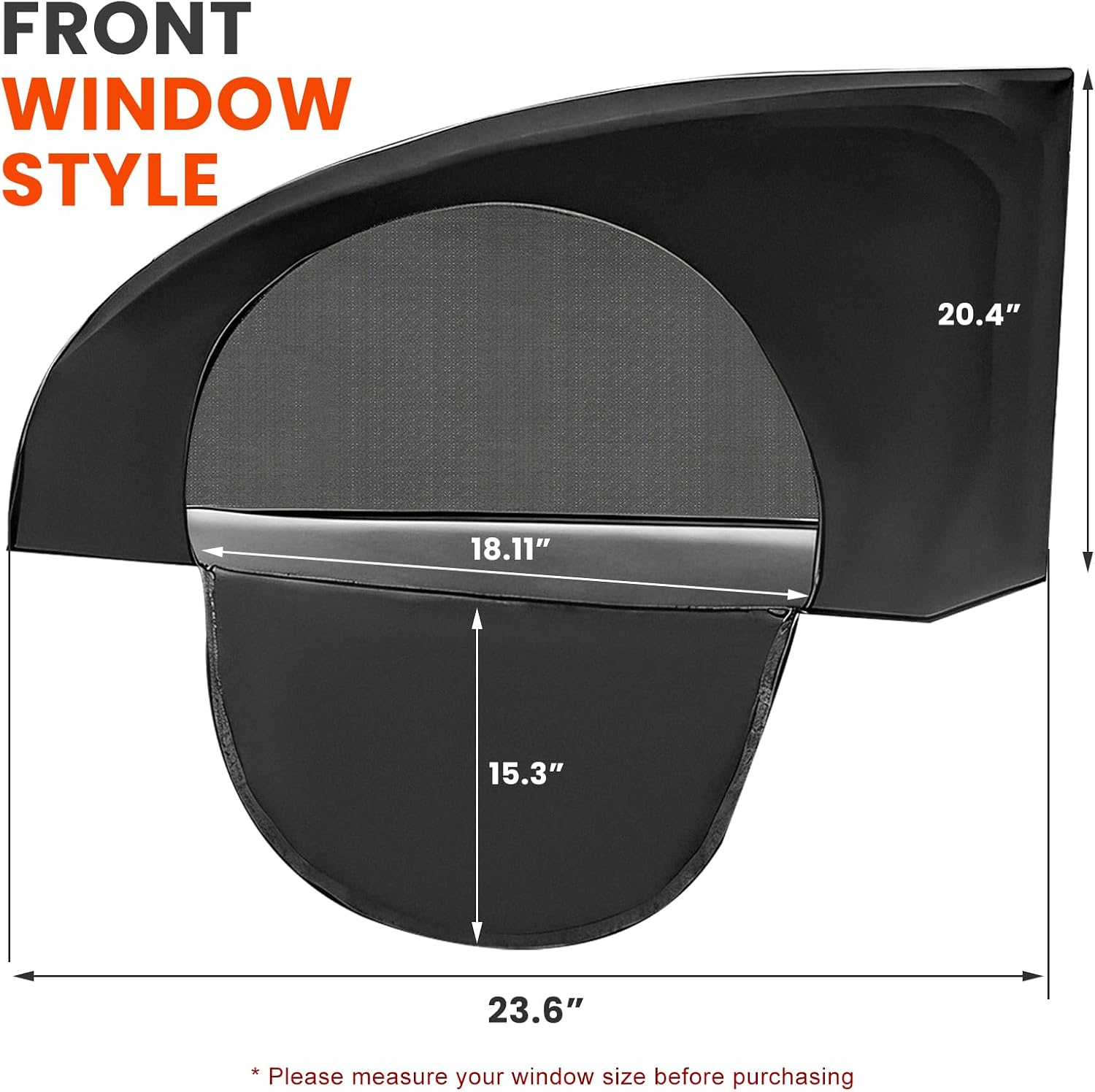 Car Window Shades, Breathable Mesh Front Side Window Screen Privacy Shade with Zipper, Stretchable Net Curtain Sun & Heat Protection Cover for Most Car Side Windows