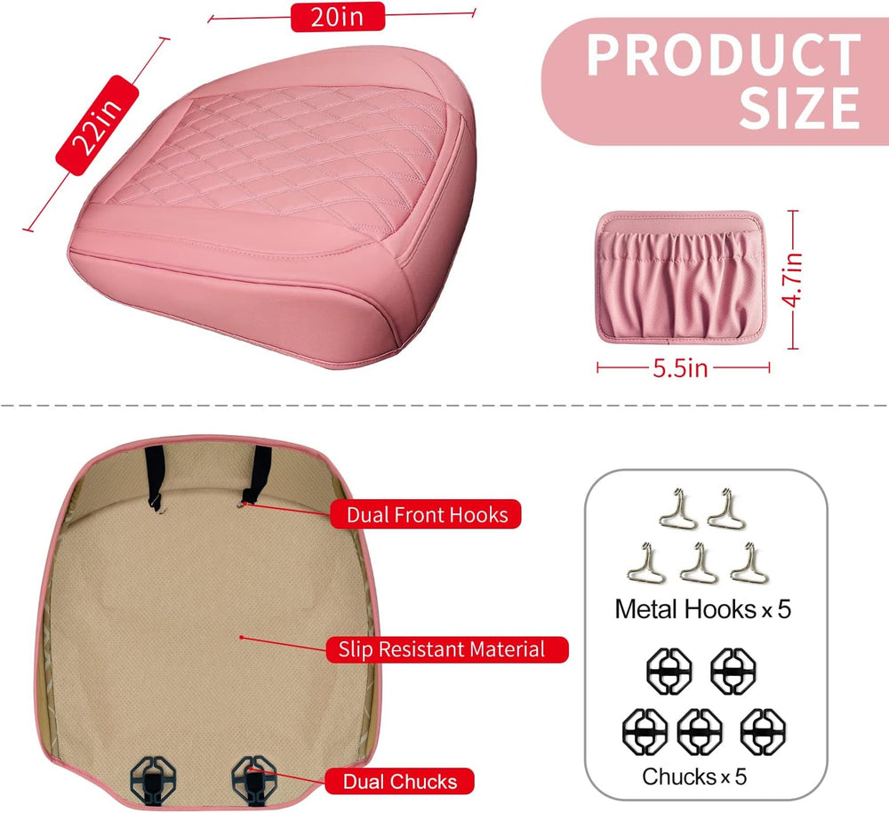 BEITK 2 Pack Leather Front Car Seat Bottom Covers Pink