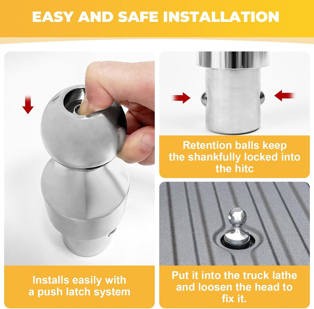 Grandroad auto 60692 Puck System Gooseneck Hitch Ball Kit, 38K LBS GTW, Compatible with 2013-2026 Ford F250 F350 F450, 2016-2026 Chevrolet Silverado, GMC Sierra & Nissan Titan XD, 2-5/16 Inch Ball