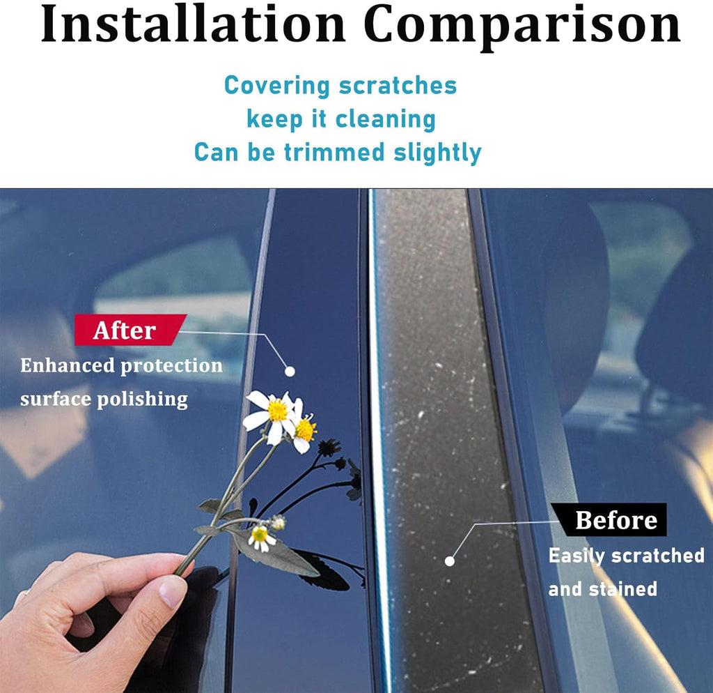 Automobile Door Window Pillar Post Trim B Pillar Molding Trim Fit for Jeep Cherokee 2014-2022 6Pcs