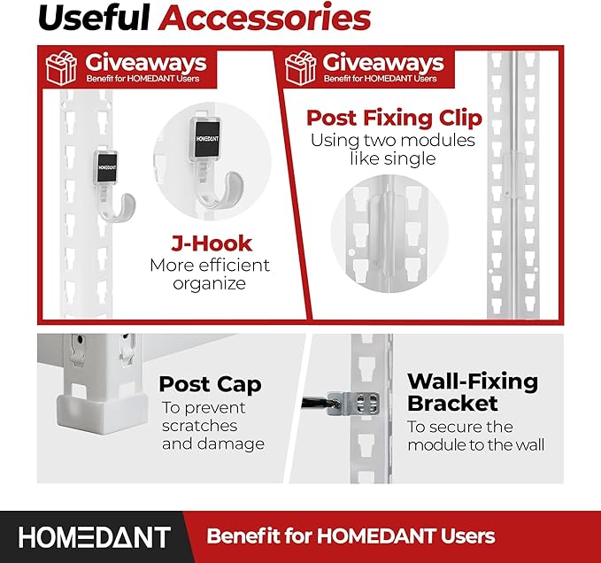HOMEDANT White 5 Tier Laminated Boltless Heavy Duty Garage Storage Adjustable - Image 6