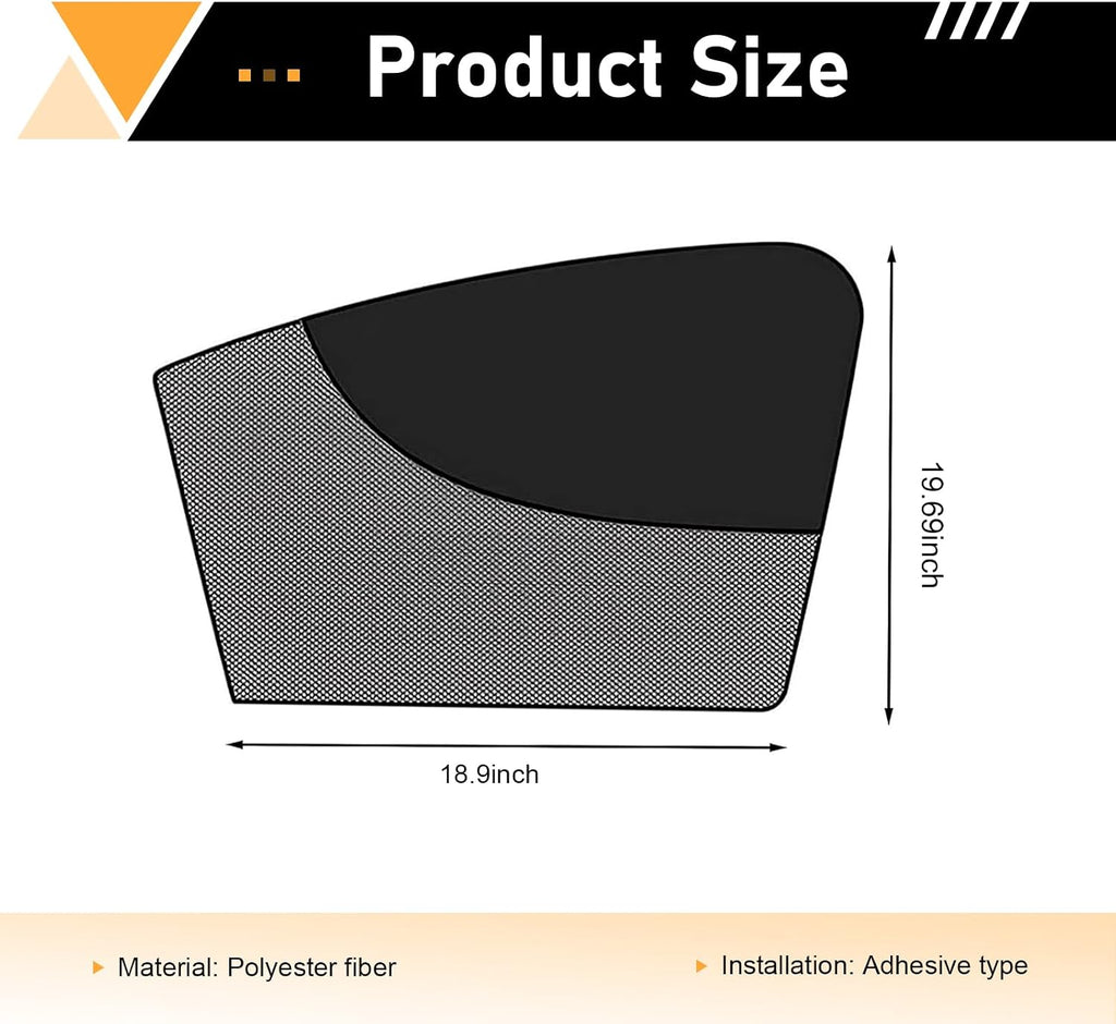 2 PCS Car Window Sun Shades, Magnetic Double Layer Side Front Window Cover, Full Shade Half Blackout See-Through Design, Heat Glare Block Protector, Auto Accessory for Driver Passenger