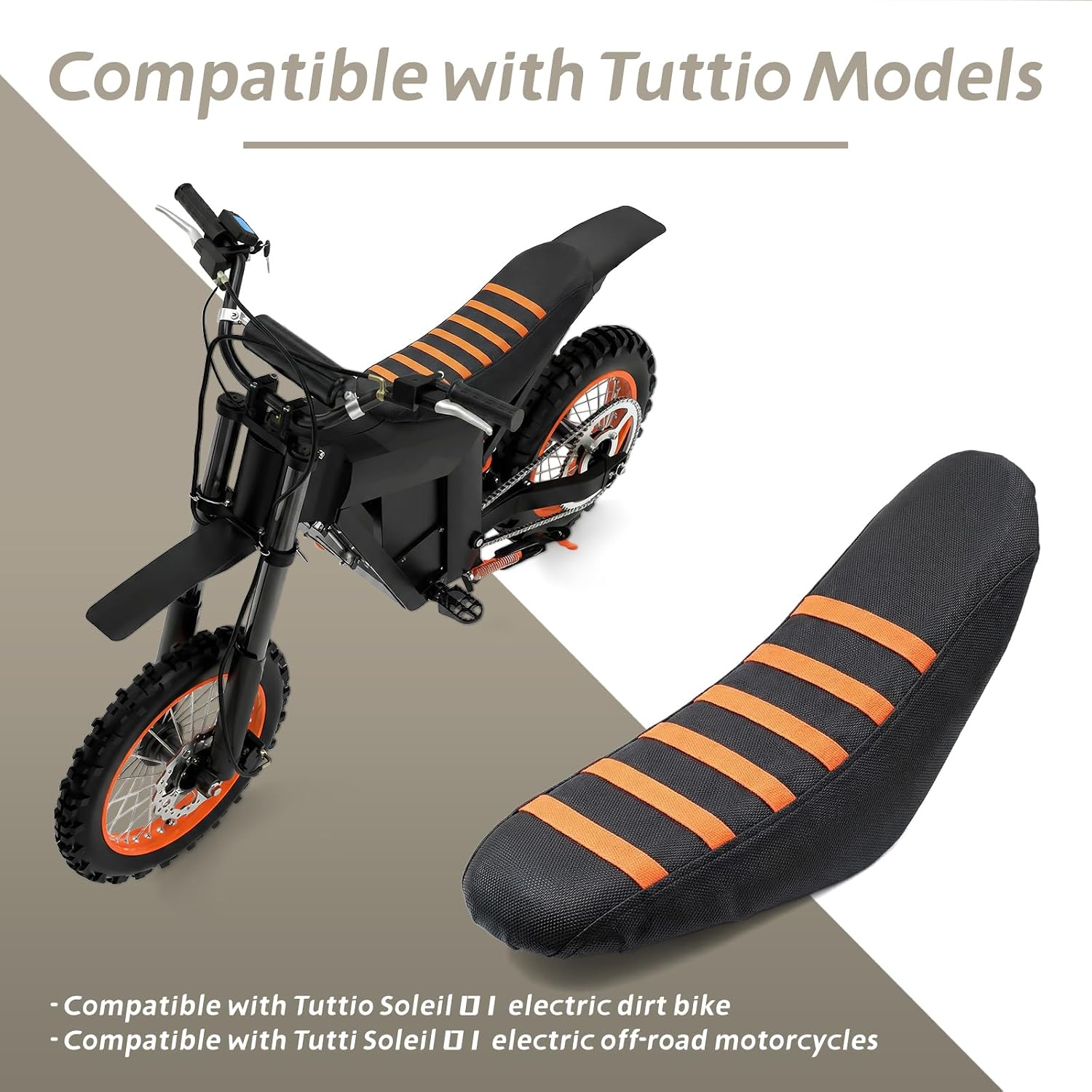 Non-Slip Seat Cover Compatible with Tuttio Soleil 01 Electric Dirt Bike Soft Seat Cover Orange Replacement for Tutti Off-Road Motorcycle Parts
