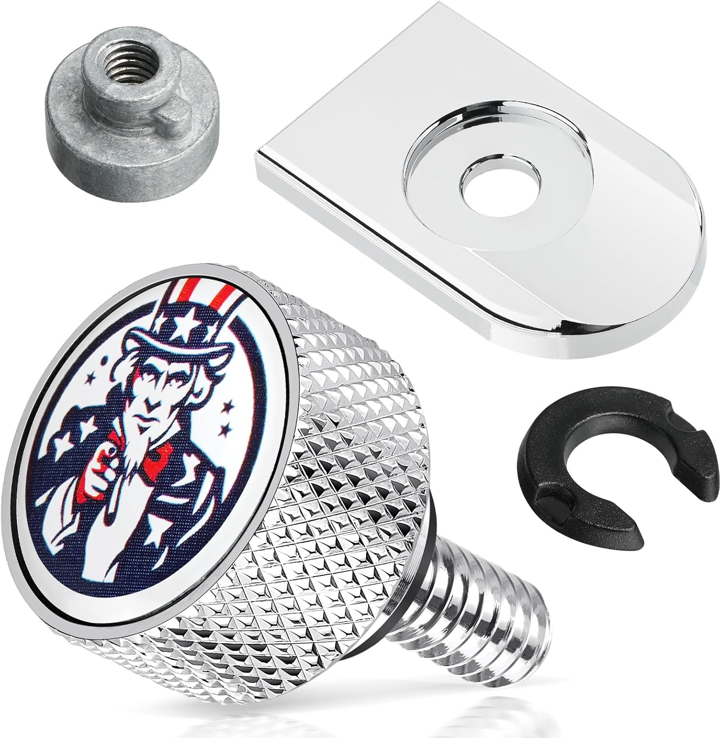 Amazicha Stainless Steel Seat Bolt Screw Nut Cover Mount Kit Compatible for Harley Davidson Touring Sportster Softail Dyna 1996-2026 Chrome