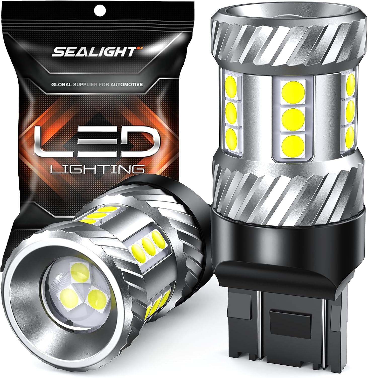 SEALIGHT 7443 7440 LED Bulb White Reverse Light, 7441 7444 T20 W21W LED Light Bulb with Projector for Backup Light,Tail Light,Brake Parking，Running Board Lights, Pack of 2