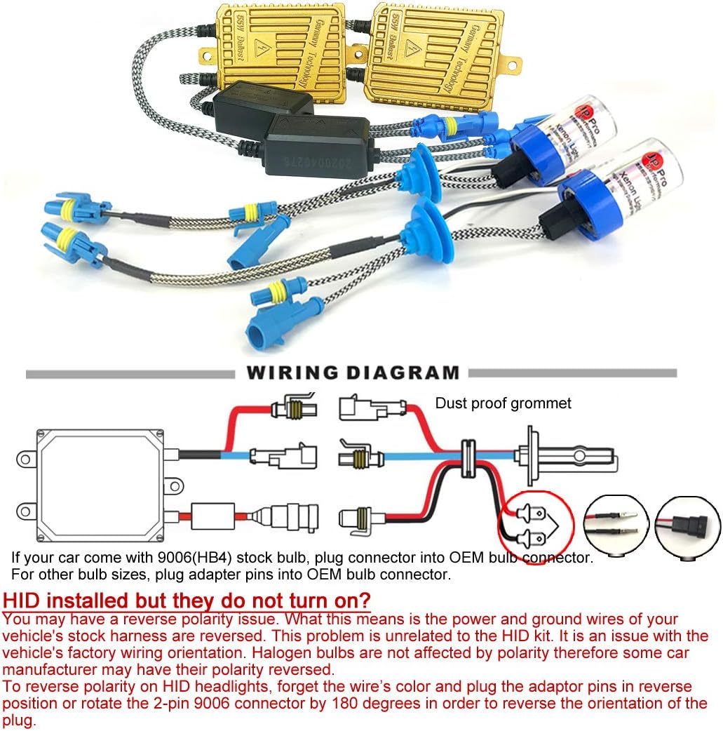55W Heavy Duty HID Xenon Replacement Bulbs Bundle with AC Digital HID Fast Bright Replacement Ballast for 12V Vehicles (8000K Iceberg, HB4/9006)