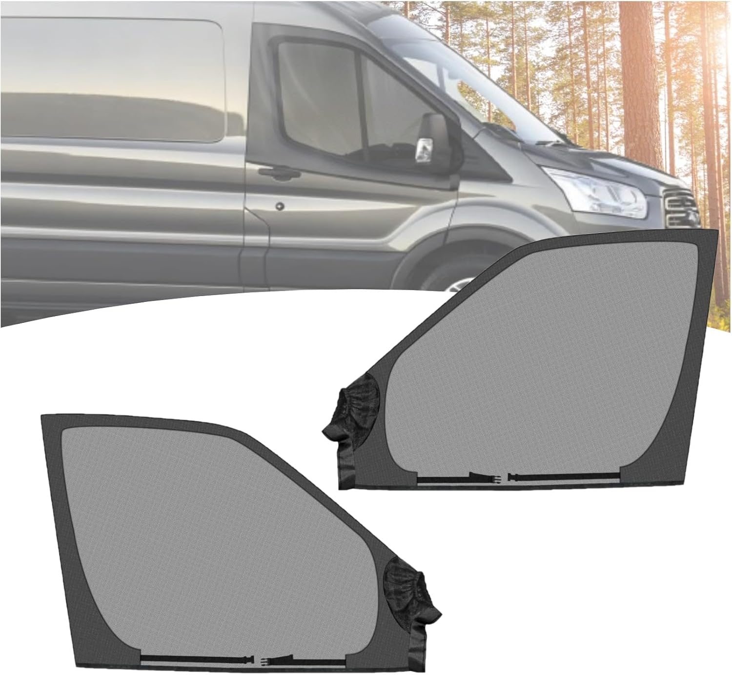 Magnetic Van Window Bug Screens, 2pcs Universal Caravan Front Door Bug Screen Breathable Truck Side Window Breathable Mesh Net for Ram Promaster, Sprinter, Metris and Other Vans