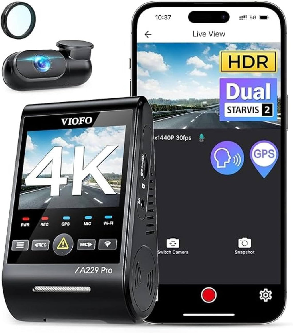 viofo a229 pro 4k hdr dash cam front, main product view
