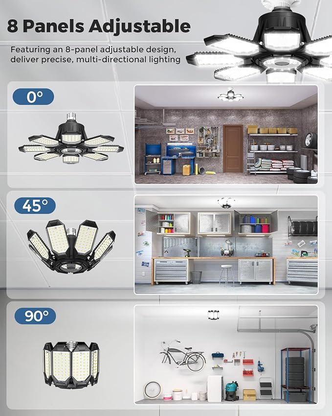 Adiding LED Garage Ceiling Lights 56000Lm 4 Pack w/ 8 Adjustable Panels - Image 5