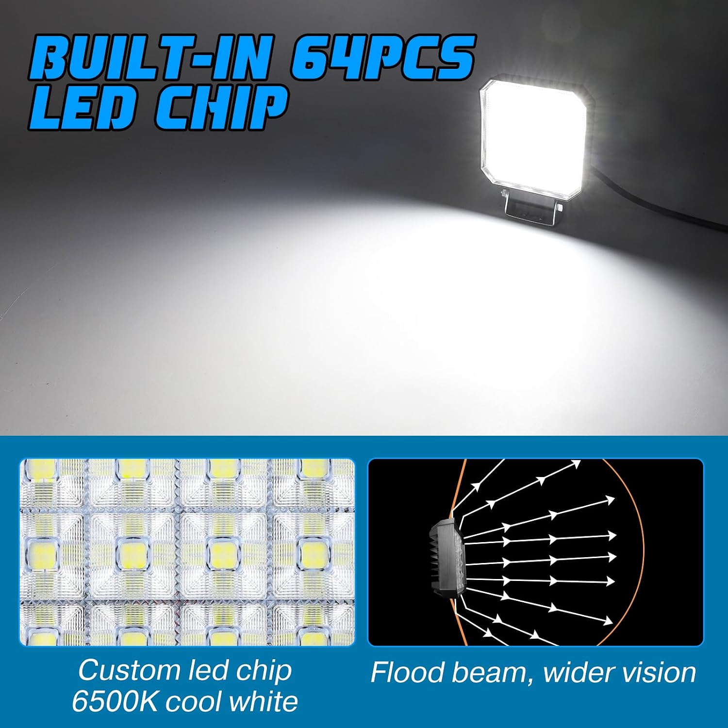 OPP ULITE Ranger Backup Light 4inch, 20W Flood Beam Plug N Play Reverse Lights Rear Led Driving Work Light Kit for 2018-2024 Polaris Ranger 1000 XP/Ranger 1000 XP Crew, 1PC Pack