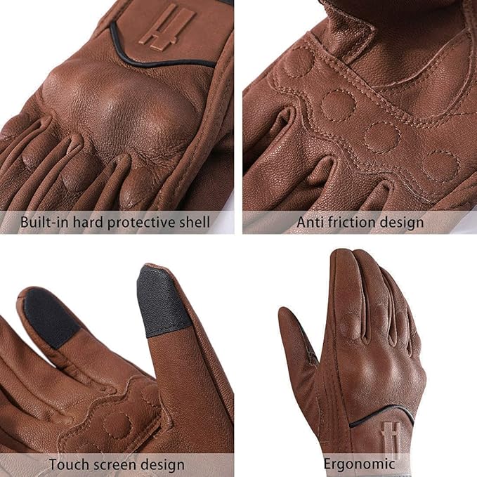 Harssidanzar Women's Motorcycle Gloves, Leather Motorcycle Gloves, Motorbike - Image 2