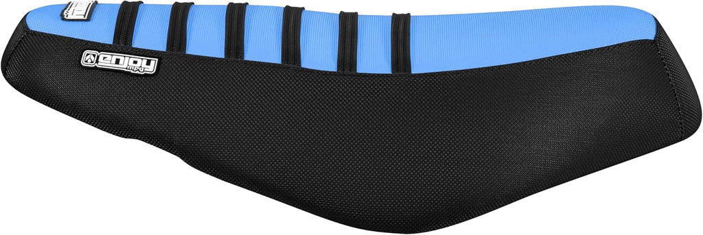 Enjoy Mfg USA-Made Gripper Seat Cover - Compatible with Genuine Scooter Buddy 50/125/150/170i (Standard Profile seat)_#610 (Black Sides/Light Blue top/Black Ribs)