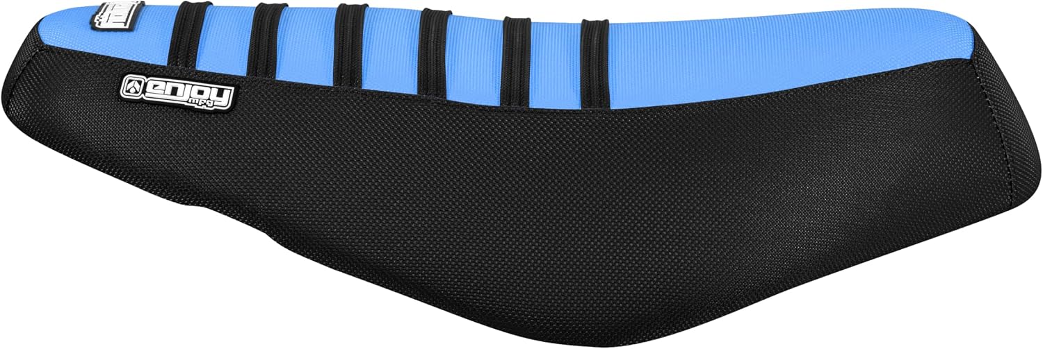 Enjoy Mfg USA-Made Gripper Seat Cover - Compatible with Genuine Scooter Buddy 50/125/150/170i (Standard Profile seat)_#610 (Black Sides/Light Blue top/Black Ribs)