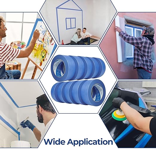10 Rolls Blue Painters Tape 2 Inch, Bulk Masking Master Tape 60 Yards, Wall