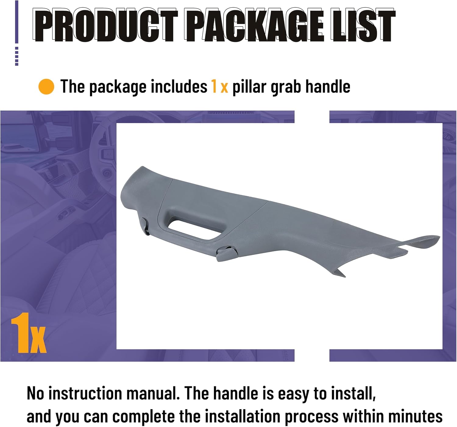 HECASA A Pillar Grab Handle Interior Trim Left Driver Side Compatible with 2011-2016 Ford F-250 F-350 F-450 F-550 Super Duty Replacement for BC3Z-2503599-AC - Gray