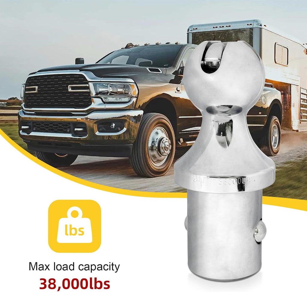 60618 Puck System 38000 LBS Gooseneck Hitch Ball Kit - Compatible with 2013-2024 Dodge RAM 2500 3500 - 2-5/16 Inch Gooseneck Ball for Truck Bed with 2 Pack Safety Chain Anchors