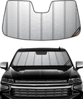 Pigenius Windshield Sun Shade for Chevy Tahoe Suburban 2021-2024, GMC Yukon/Yukon XL 2021-2024, Cadillac Escalade/Escalade ESV 2021-2024, Metallic Silver Finish