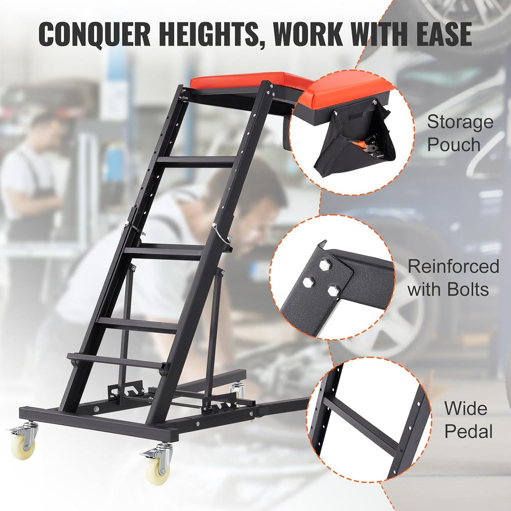 VEVOR Top Automotive Creeper, Engine Creeper 42.5"-64.8", 400 LBS Capacity High Top Creeper, 4 Swivel Caster Wheels, Padded Deck, Creeper for Home Garage, Workshop Repair Maintenance