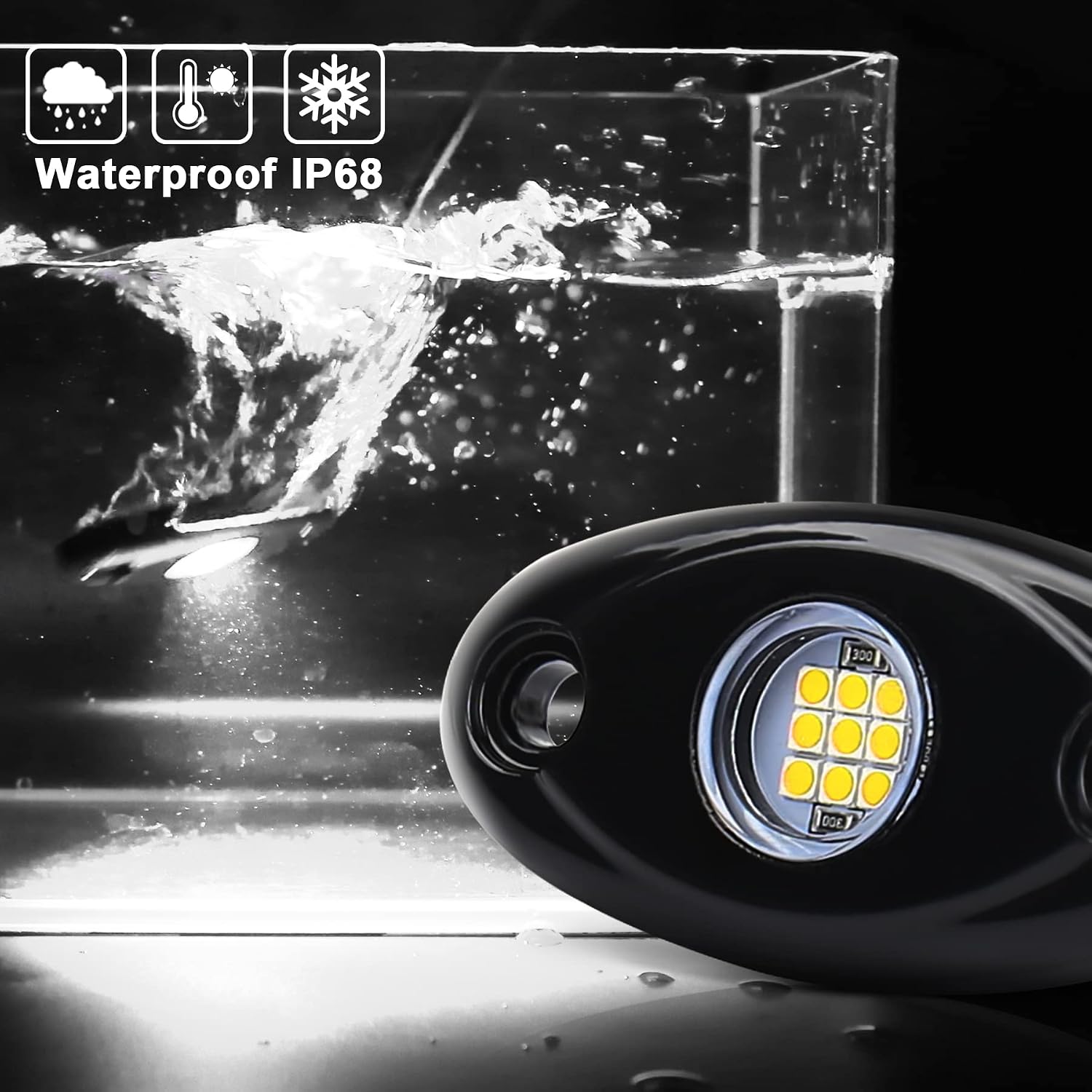 White LED Rock Lights, POVTOR 2 Pods Underglow LED Rock Light Kit Waterproof IP68 Under Body Wheel Well Lights Compatible with Truck Pickups Cars ATV UTV SUV Motorcycle Boat