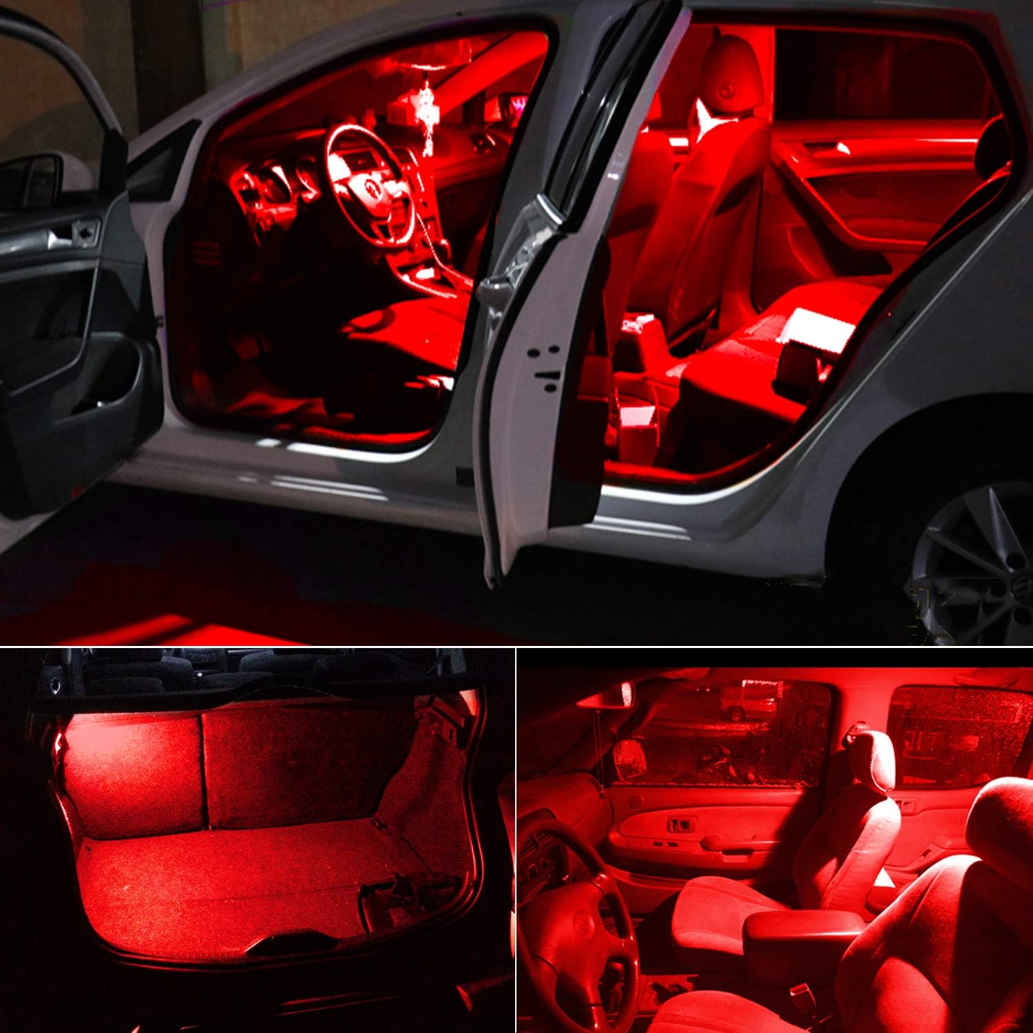 PHINLION 578 LED Light Bulbs, Super Bright 3030 6-SMD Festoon 41mm 42mm 211-2 212-2 LED Bulbs for Car Interior Map Dome Trunk Courtesy Lights, Red (4 Pack)