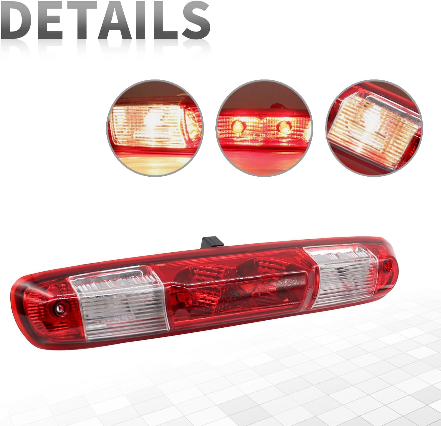 High Mount Stop Third Brake Light Cargo Lamp 25890530 Compatible with 2007-2013 Silverado Sierra 1500 2500HD 3500HD (Red 3 Pin)